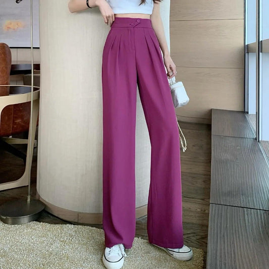 Wide Leg Pants Women Summer Lightweight High Waist Drapey Floor-Length Slim Straight Leg Casual Petite Suit Pants Versatile