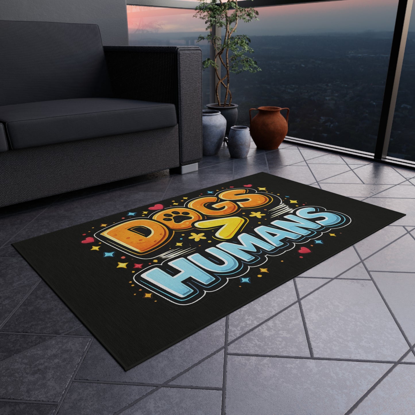 "Dogs > Humans" Outdoor Rug