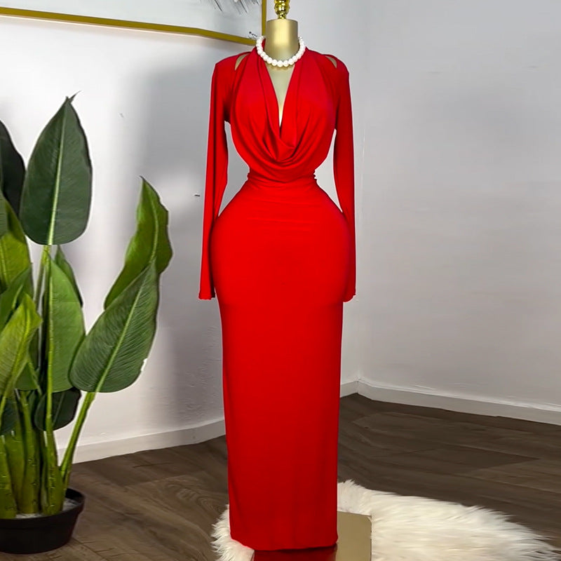 High waisted hip hugging dress long skirt