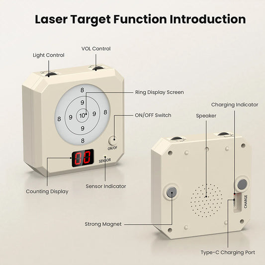 9mm Laser Training Kit, Dry Fire Laser Target with 9x19 Training Cartridge, USB Rechargeable Outdoor Electronic Shooting Target