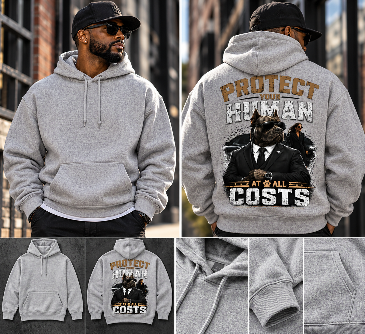 Protect Your Human At All Costs Fleece Hoodie