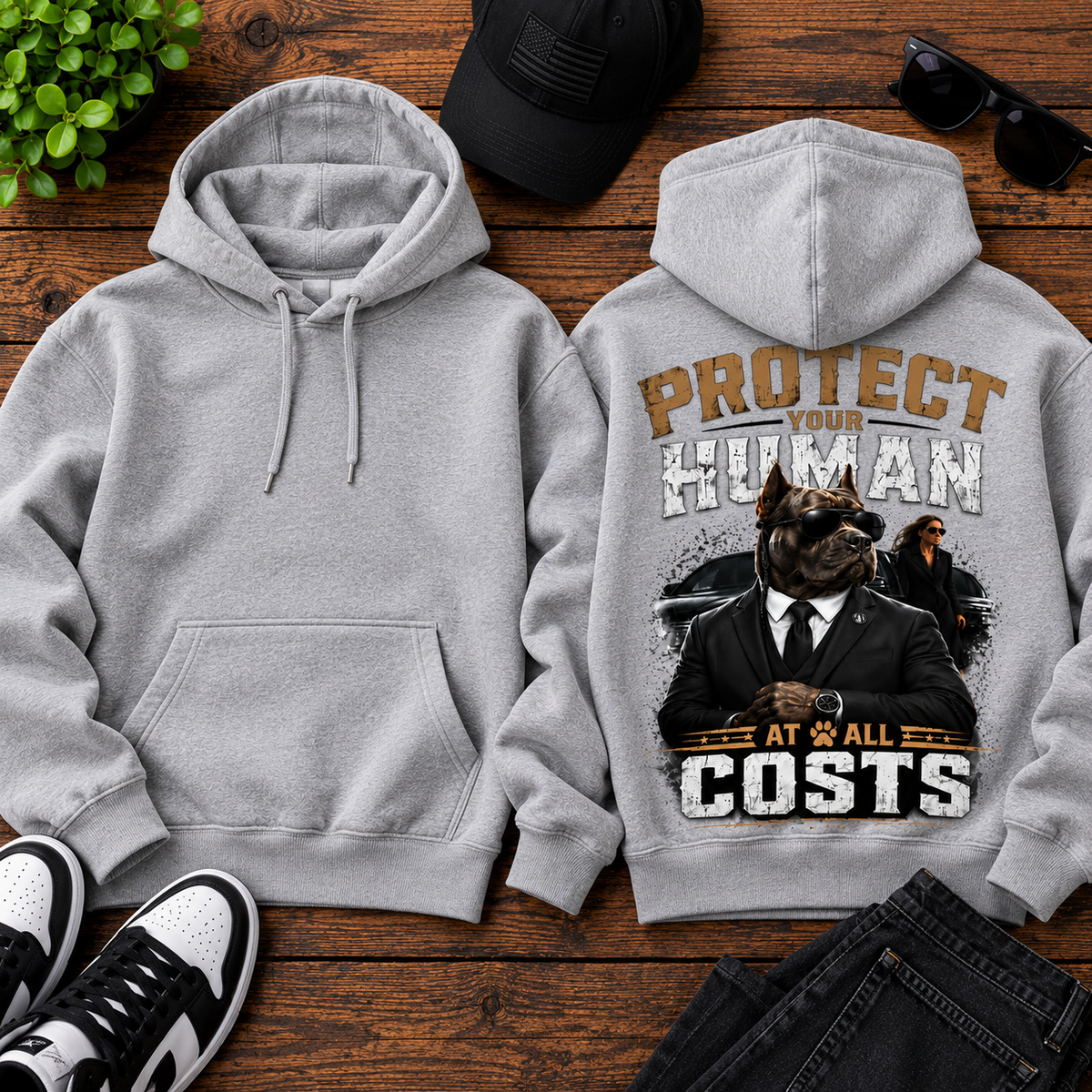 Protect Your Human At All Costs Fleece Hoodie