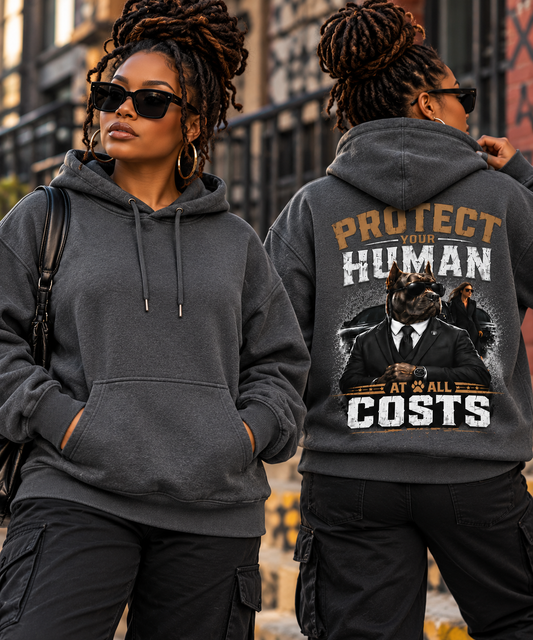 Protect Your Human At All Costs Fleece Hoodie