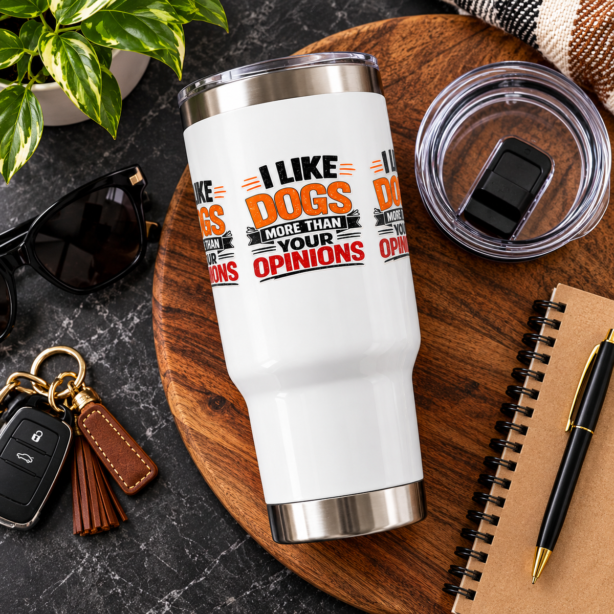 “I Like Dogs More Than Your Opinions” Stainless Steel 14oz Travel Mug