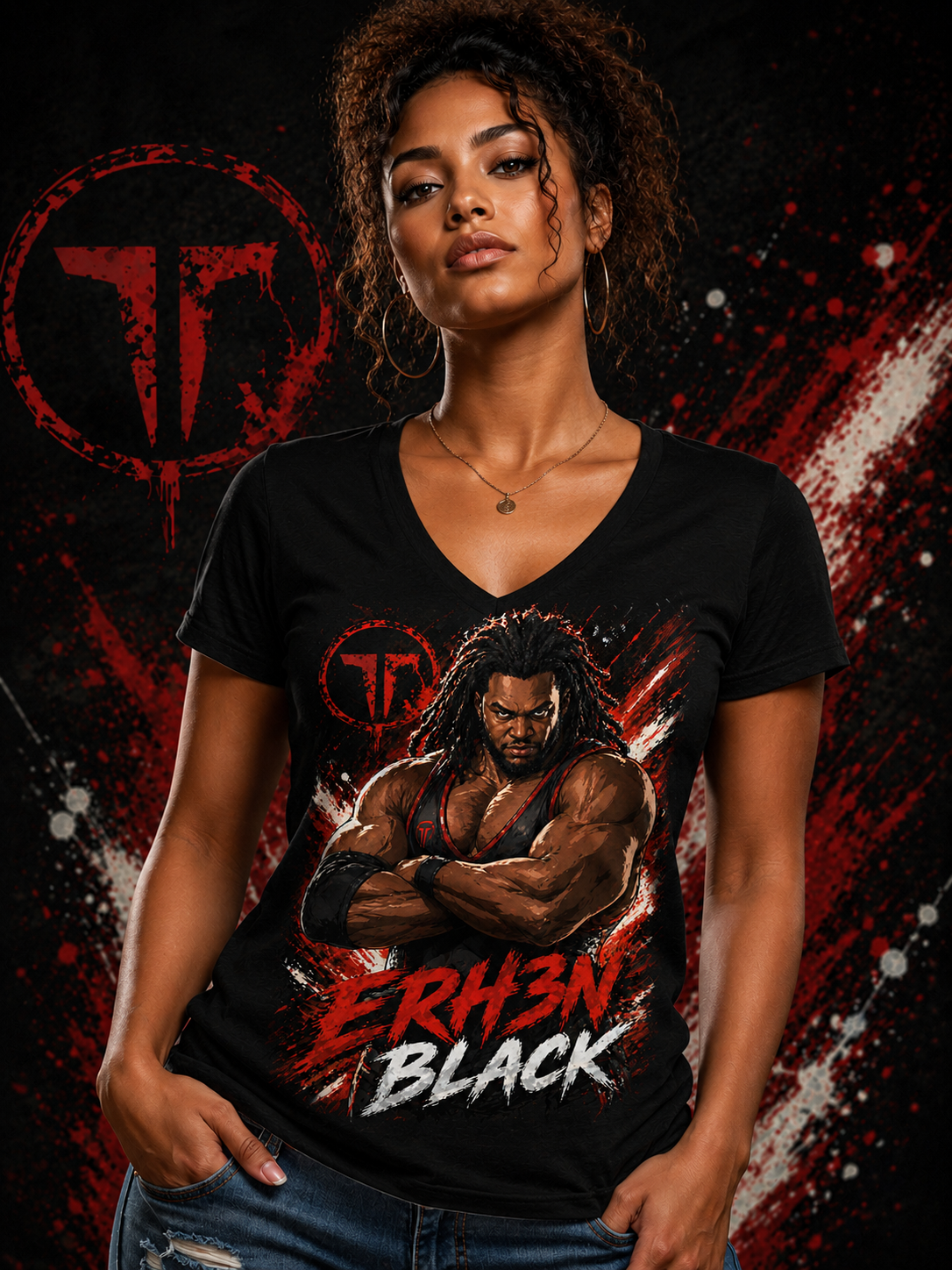 Ehr3n Black V-neck Plus