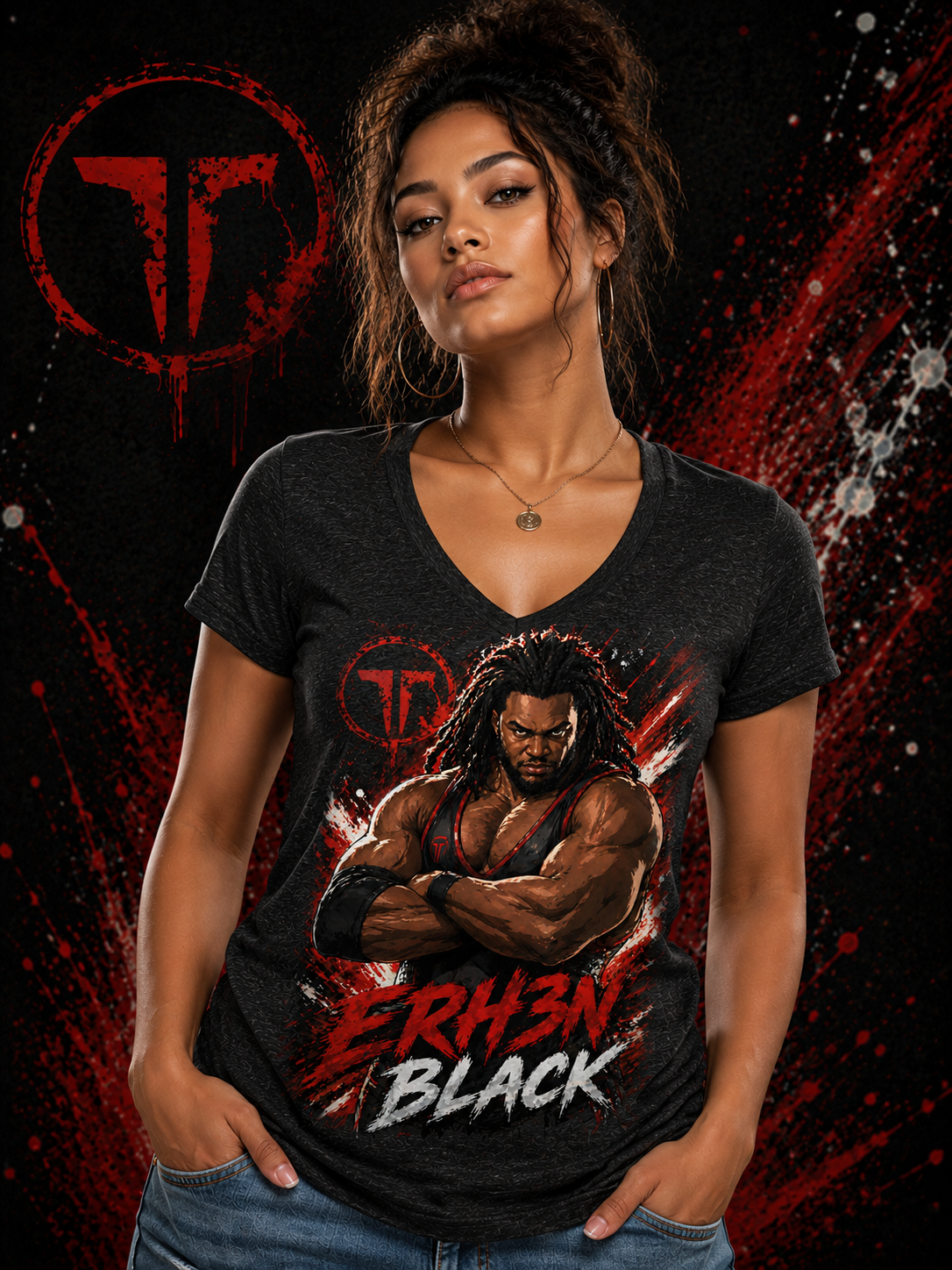 Ehr3n Black v-necks plus