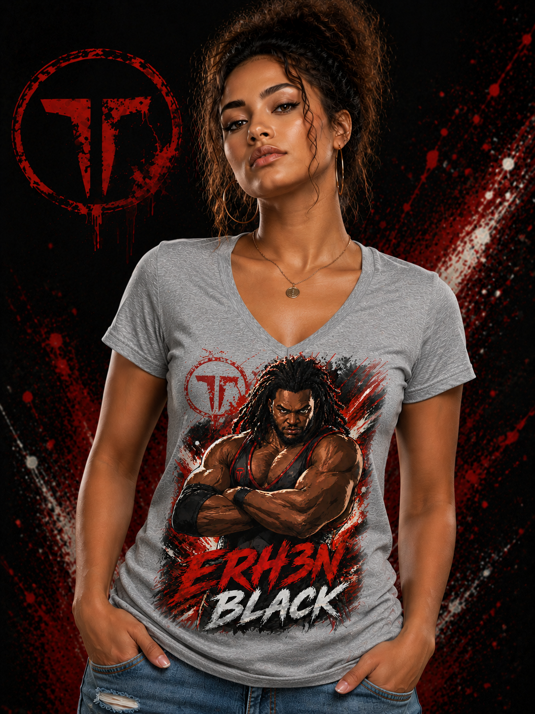 Ehr3n Black V-neck