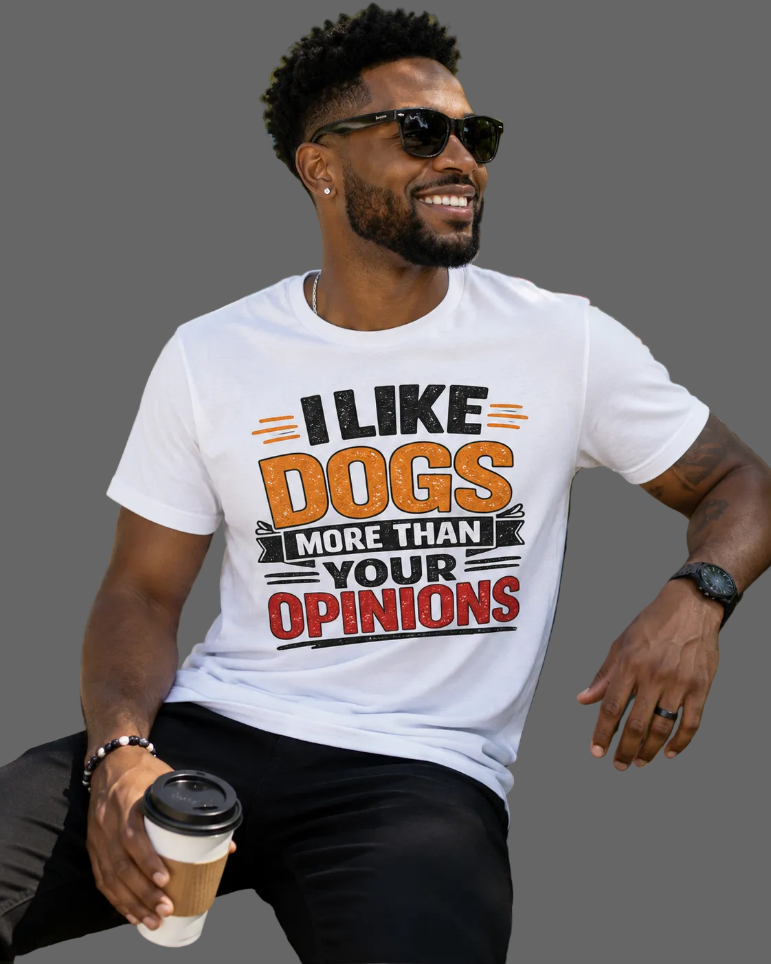 I Like Dogs More than your Opinions Message Tee