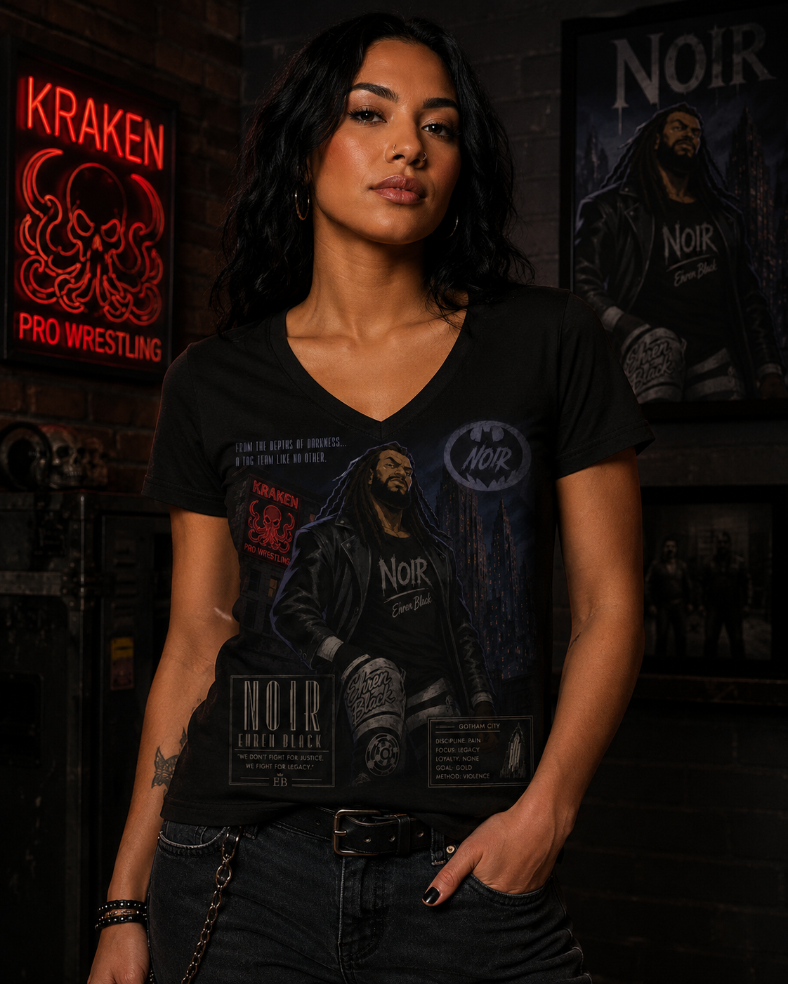 EB Noir V-Neck Cotton Tee