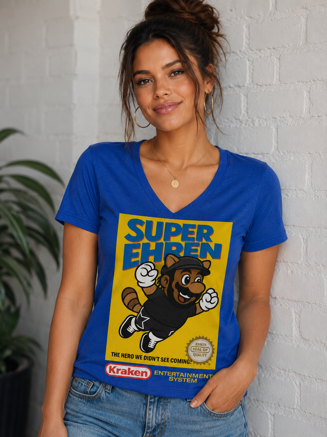 Super Ehr3n V-neck Cotton Tee