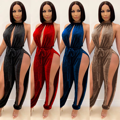 FashionStyle Sexy Strappy Elastic Split Women's Jumpsuit