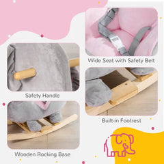 Baby Elephant Wooden Rocking Chair