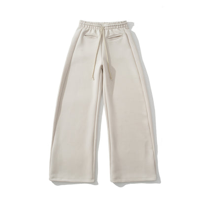Drawstring elastic waist loose wide leg pants