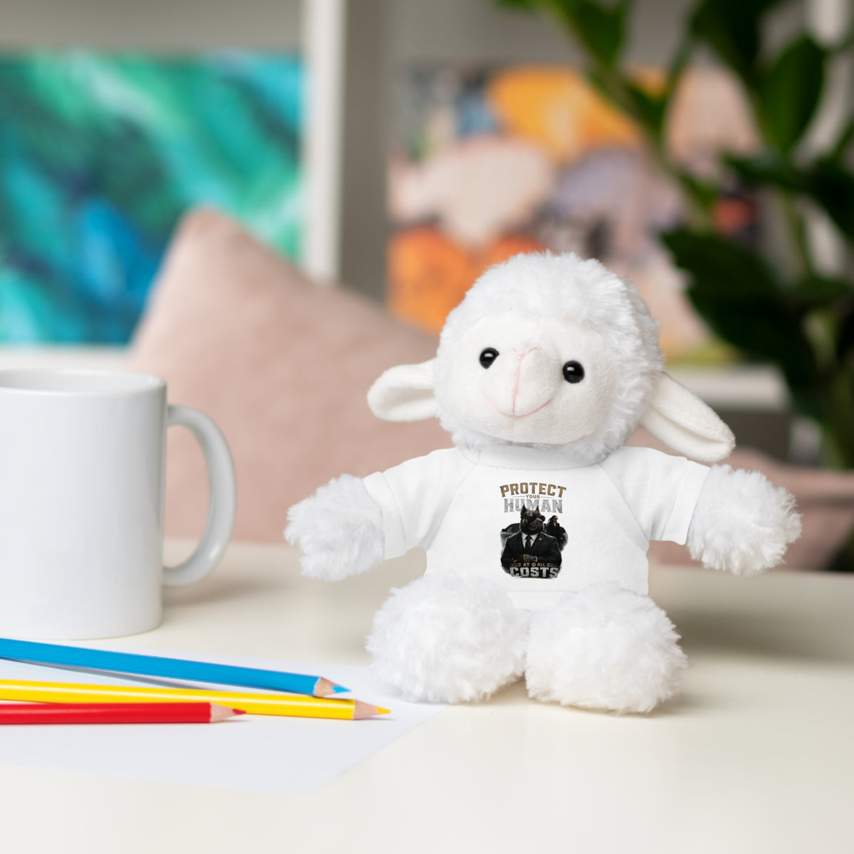 Protect Human Plush Animal with 'Protect Human' Tee