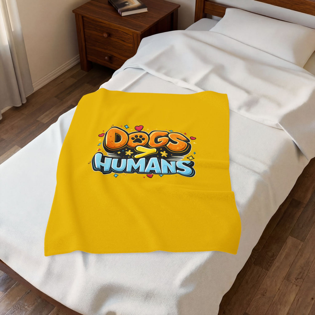 Dogs > Humans Velveteen Plush Blanket