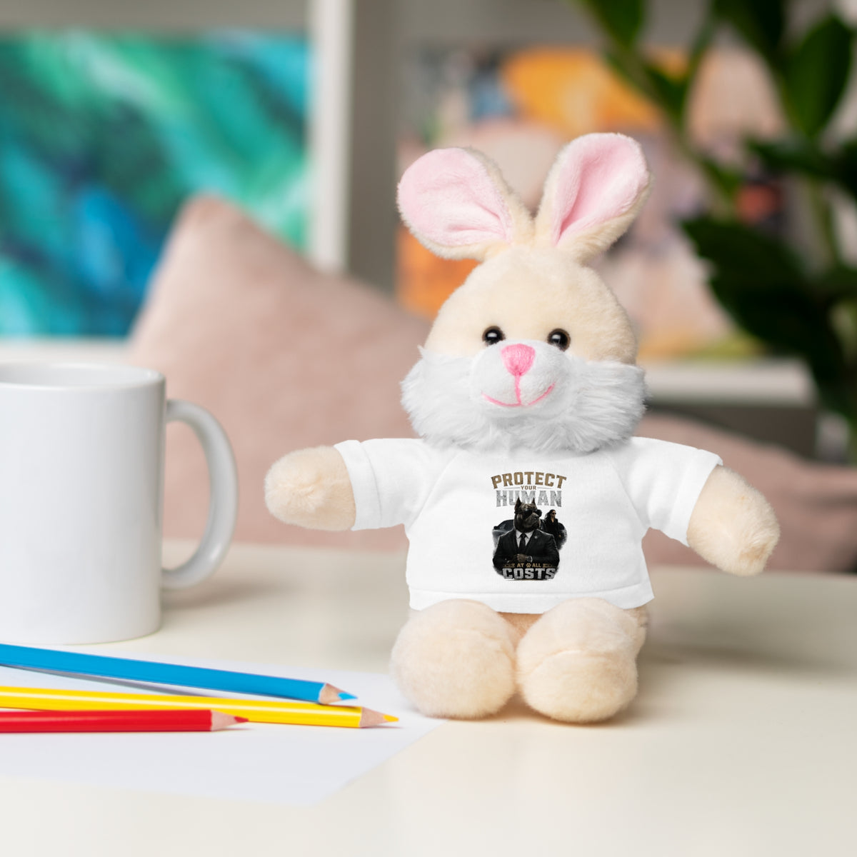 Protect Human Plush Animal with 'Protect Human' Tee