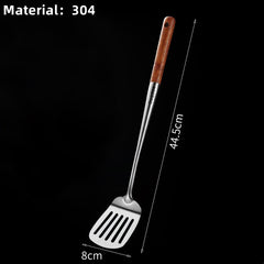 304 Stainless Steel Cooking Spatula Rosewood Long Handle Kitchenware Set Anti-Scald Cooking Spatula Spoon