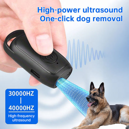 Portable Dog & Cat Repellent, Rechargeable 180mAh Ultrasonic Anti Bark Device, 23-40KHZ with Flashlight for Outdoor Use