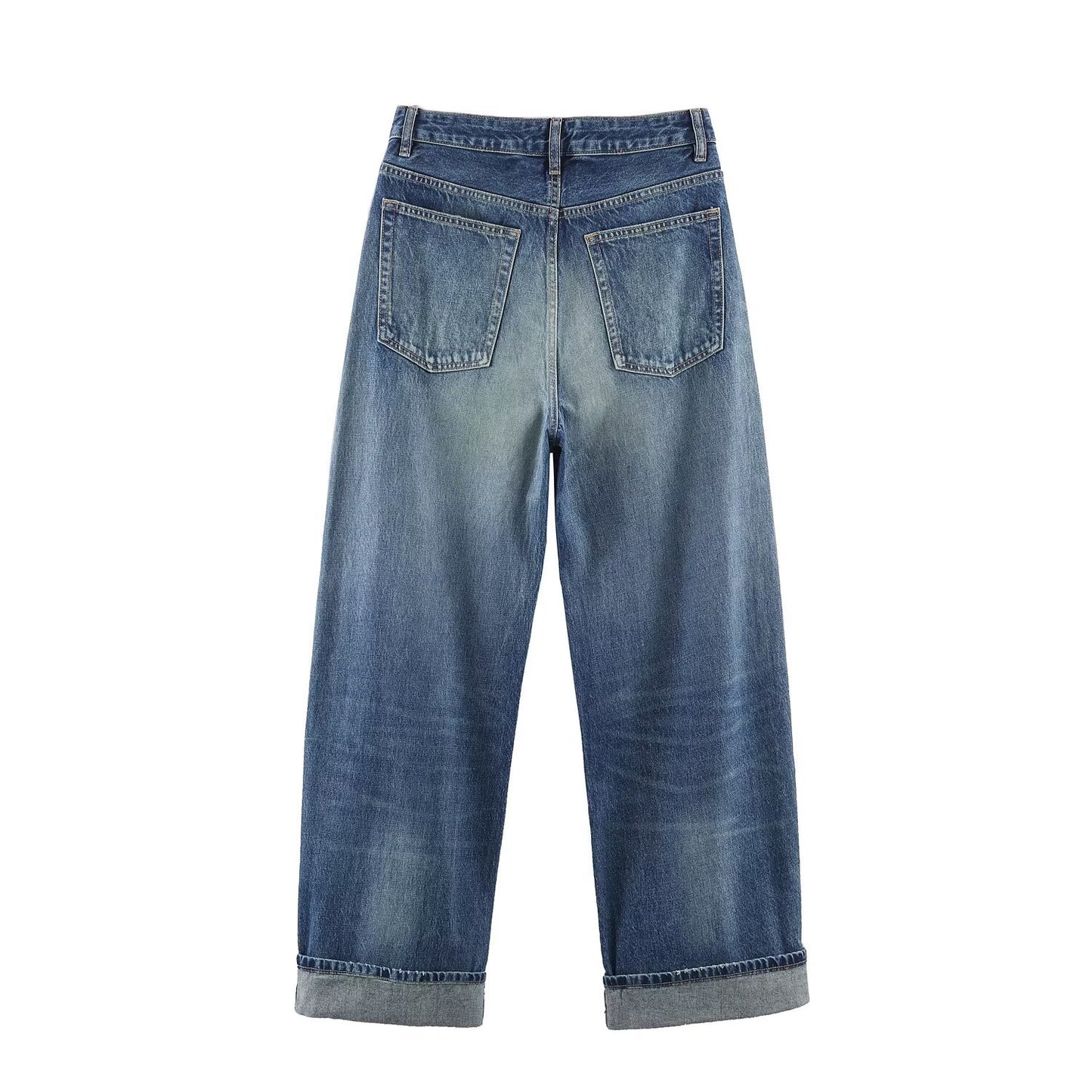 Mid waist loose ripped jeans