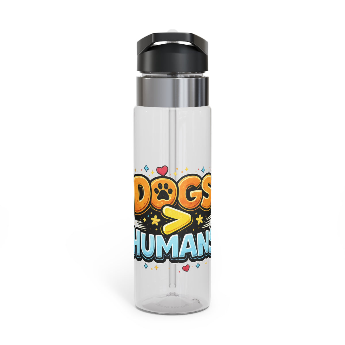 Sport Bottle - “Dogs > Humans” Cute Paw Print Water Bottle (20oz)