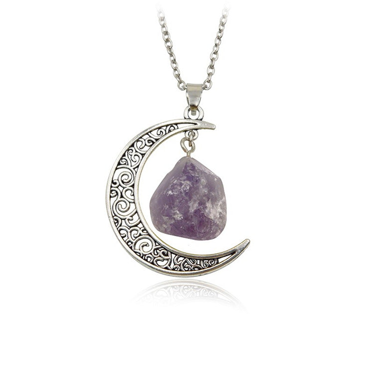 Handcrafted Minimalist Natural Stone Moon Necklace