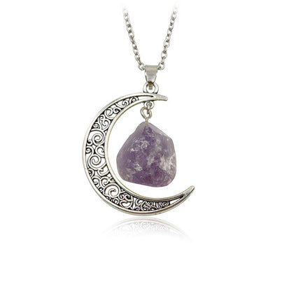 Handcrafted Minimalist Natural Stone Moon Necklace