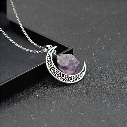 Handcrafted Minimalist Natural Stone Moon Necklace