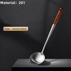 304 Stainless Steel Cooking Spatula Rosewood Long Handle Kitchenware Set Anti-Scald Cooking Spatula Spoon