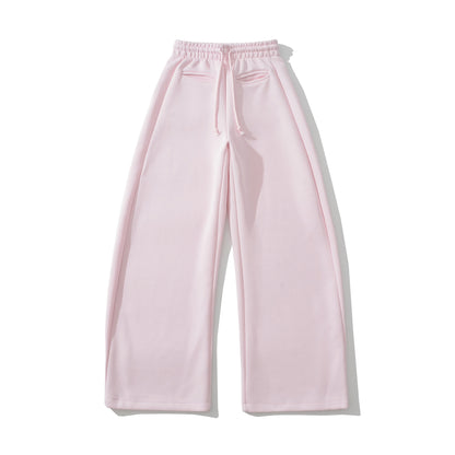 Drawstring elastic waist loose wide leg pants
