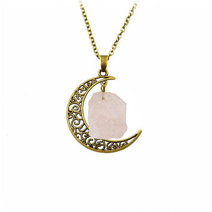 Handcrafted Minimalist Natural Stone Moon Necklace
