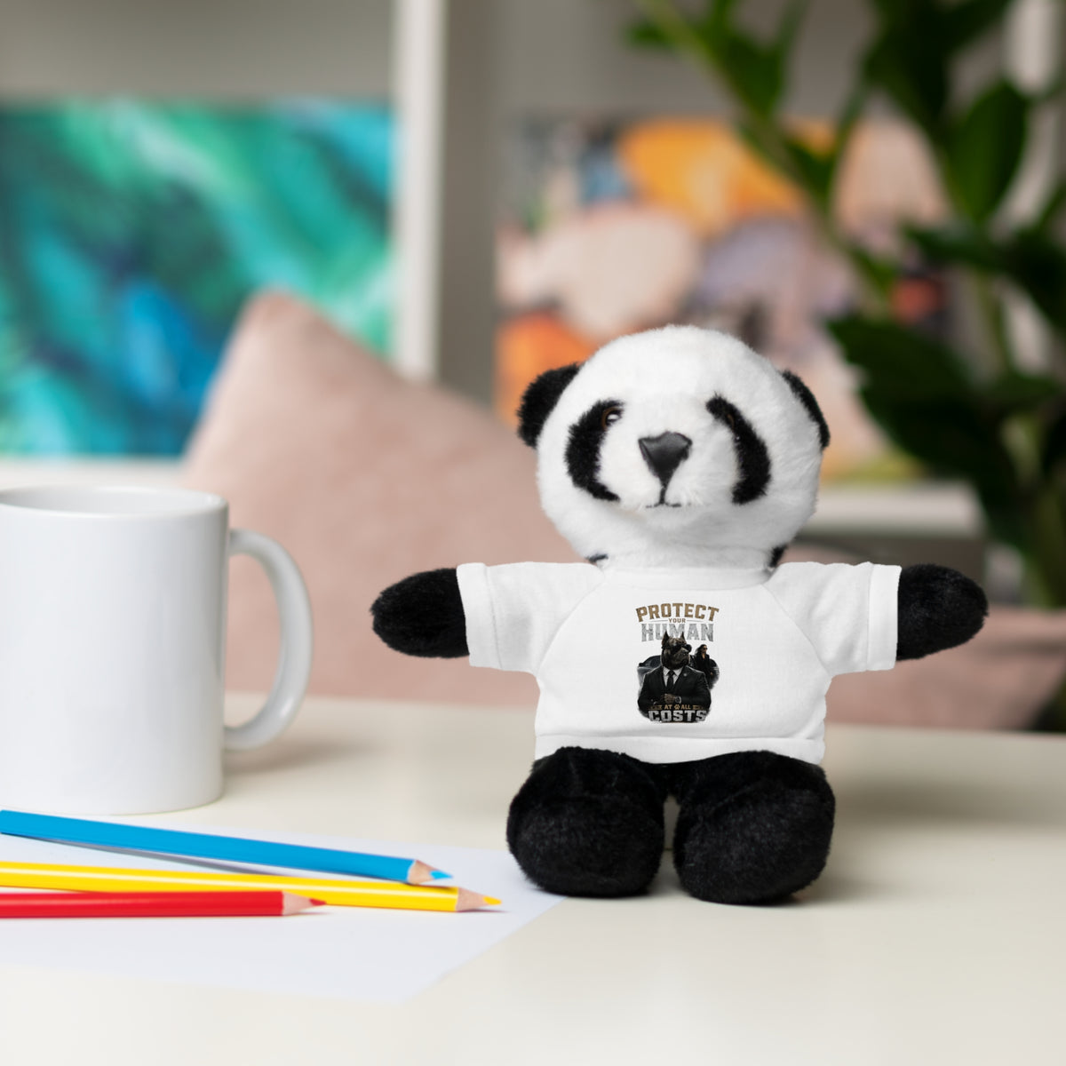 Protect Human Plush Animal with 'Protect Human' Tee