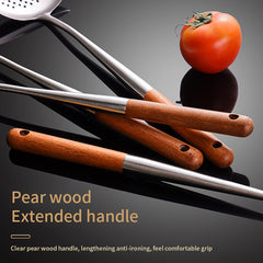 304 Stainless Steel Cooking Spatula Rosewood Long Handle Kitchenware Set Anti-Scald Cooking Spatula Spoon