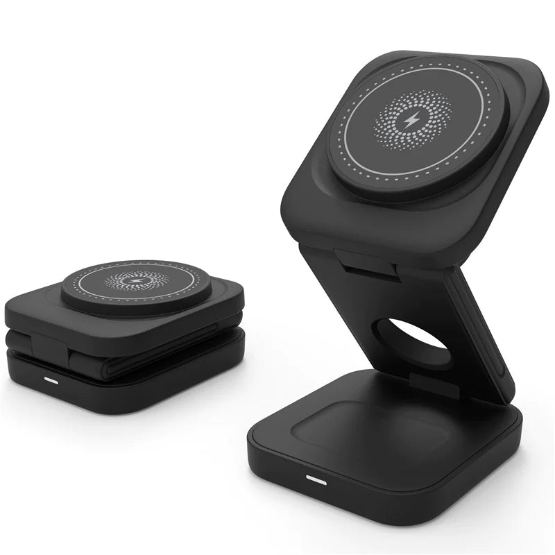 3 In 1 LED Fast Wireless Charger Stand Foldable Charging Station