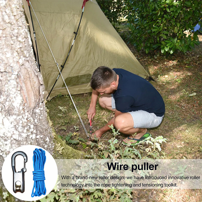 6-Pack Paracord Adjusters, Rope Tightening Tools with Wheels, Camping High-Strength Tighteners & Tarp Straps