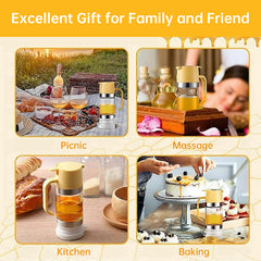 300ml Durable Glass Honey Dispenser with Handle, Transparent, Drip-Proof Press Pump for Bread, Honey Pot