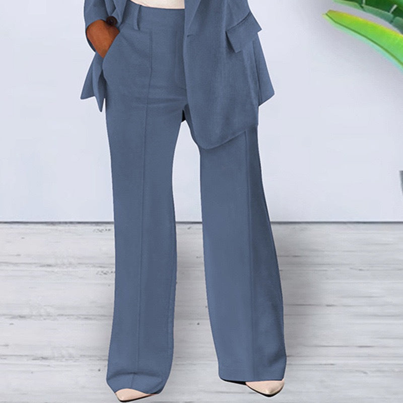 Solid Color Notched Collar Slim Fit Blazer Women's Suit Coat