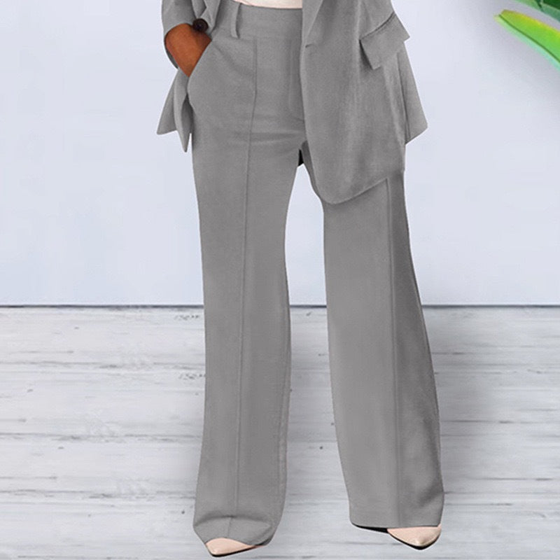 Solid Color Notched Collar Slim Fit Blazer Women's Suit Coat