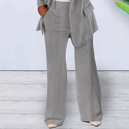 Solid Color Notched Collar Slim Fit Blazer Women's Suit Coat