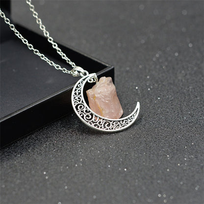 Handcrafted Minimalist Natural Stone Moon Necklace