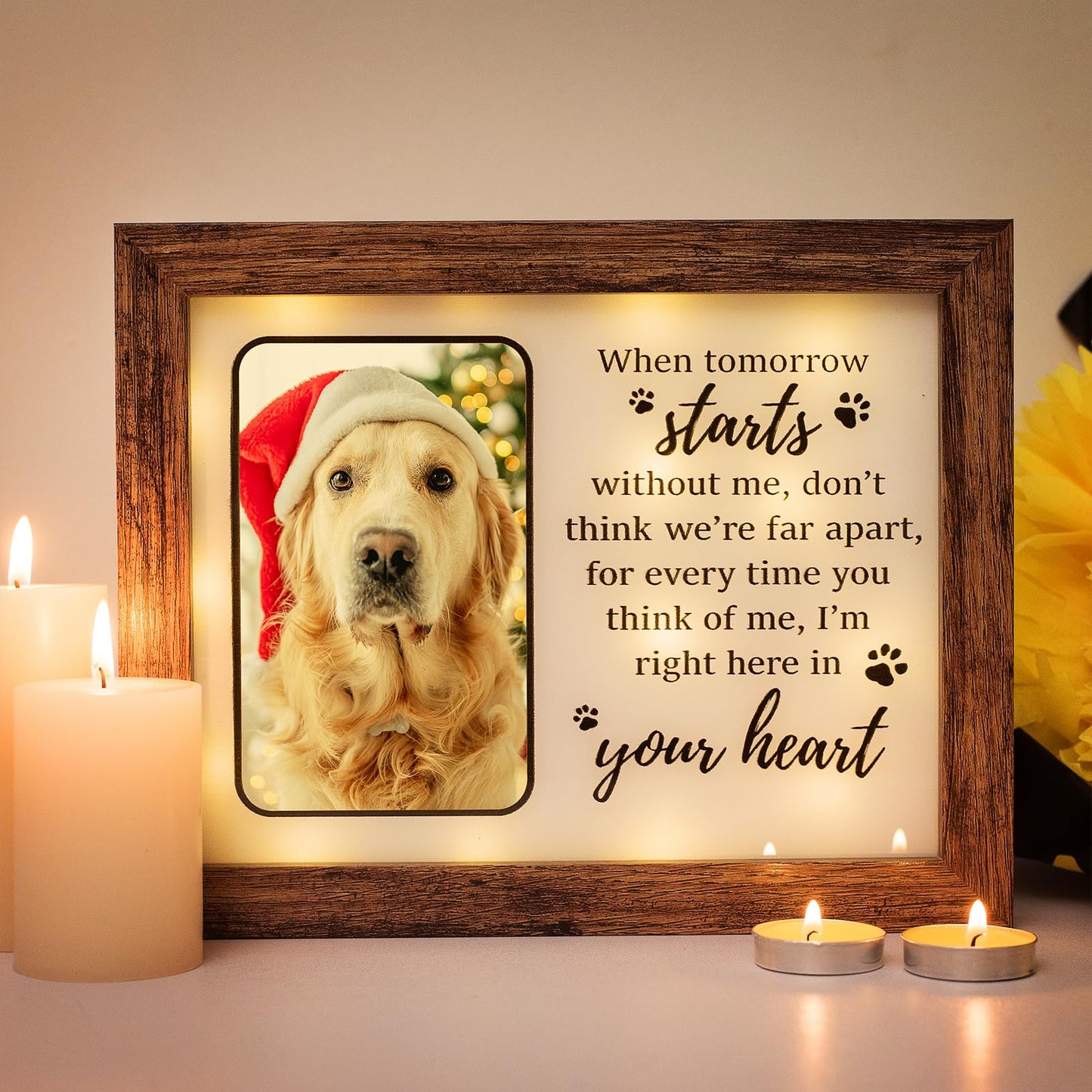 Pet Memorial Frames for Dogs and Cats - LED Dog Memorial Photo Frame Dog Loss Frame Loss of Pet Sympathy Gift - Dog Memorial Frame 8" x 10"