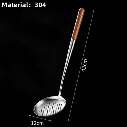 304 Stainless Steel Cooking Spatula Rosewood Long Handle Kitchenware Set Anti-Scald Cooking Spatula Spoon