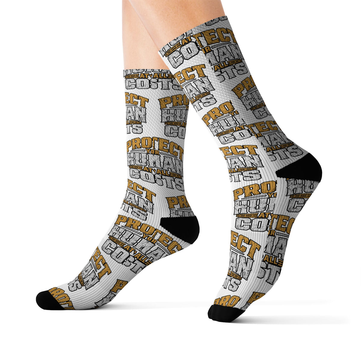 Protect Human Costs Graphic Sublimation Socks
