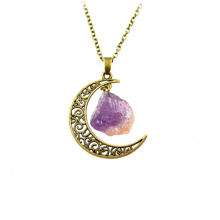 Handcrafted Minimalist Natural Stone Moon Necklace