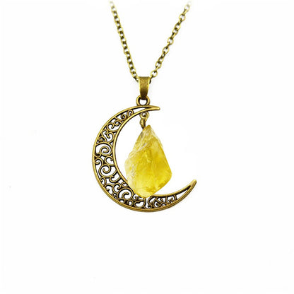 Handcrafted Minimalist Natural Stone Moon Necklace