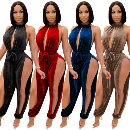 FashionStyle Sexy Strappy Elastic Split Women's Jumpsuit