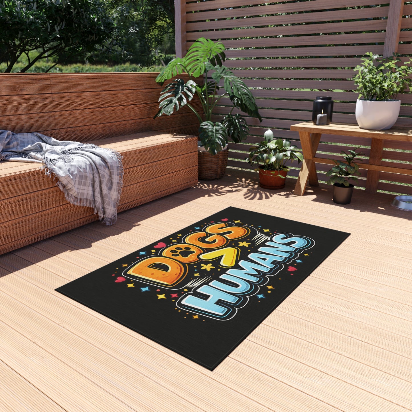 "Dogs > Humans" Outdoor Rug