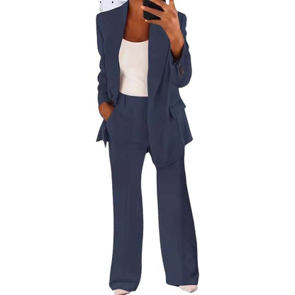 Solid Color Notched Collar Slim Fit Blazer Women's Suit Coat