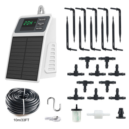 Solar Drip Irrigation System - Auto Watering Timer for Hanging Plants, Balcony & Greenhouse Use