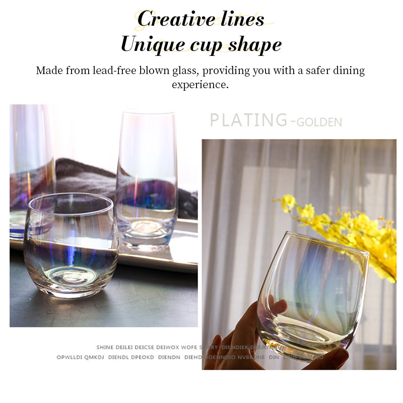 Dry Rainbow Tumbler, Detmold Style Drinkware Glass, Handmade CRT Straight-Edge Portable Crystal Cup