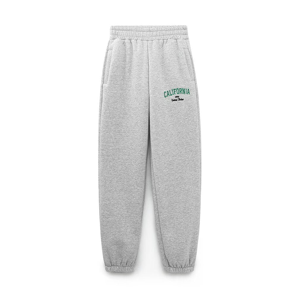 Text embroidered hoodie+jogging pants